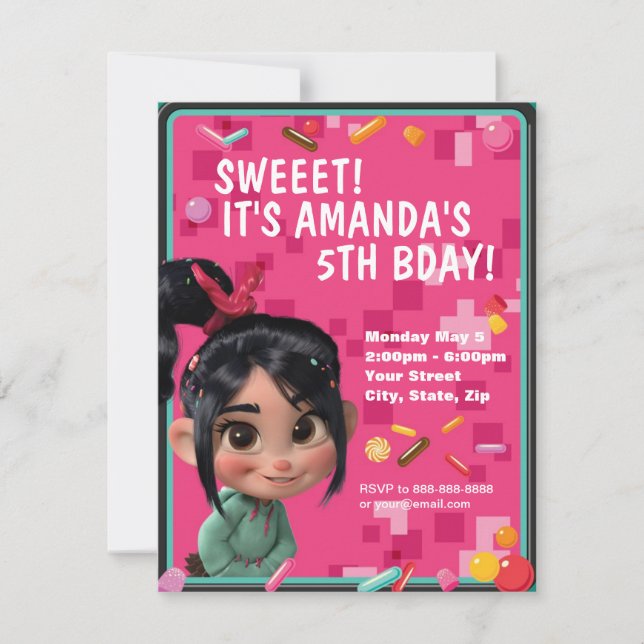 Vanellope Von Schweetz Invitation Anniversaire (Devant)