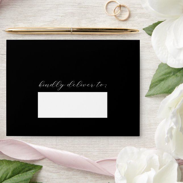 Vanessa Black Modern Wedding Envelope (Wedding)