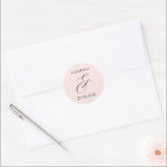 Vanessa Blush Pink Modern Wedding Classic Round Sticker<br><div class="desc">Modern wedding stickers featuring a simple and minimal layout with your names and an elegant ampersand in a large format.  The colour theme is blush pink and grey and may be changed in the design editing tool.</div>