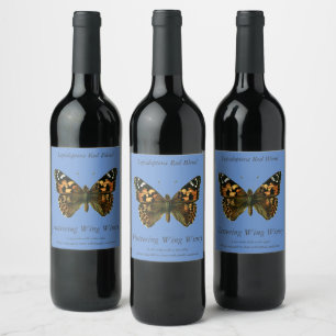 Vanessa cardui - The Painted Lady Butterfly Wine L Wine Label