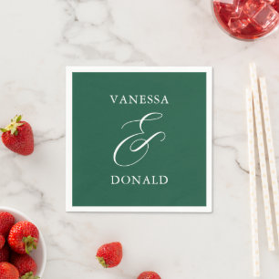 Vanessa Emerald Green Modern Wedding Napkin