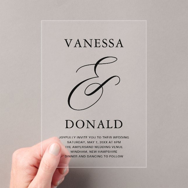 Vanessa Modern Wedding Acrylic Invitations (Insitu (Handheld))