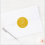 Vanessa Mustard Yellow Modern Wedding Classic Round Sticker<br><div class="desc">Modern wedding stickers featuring a simple and minimal layout with your names and an elegant ampersand in a large format.  The colour theme is mustard yellow and may be changed in the design editing tool.</div>