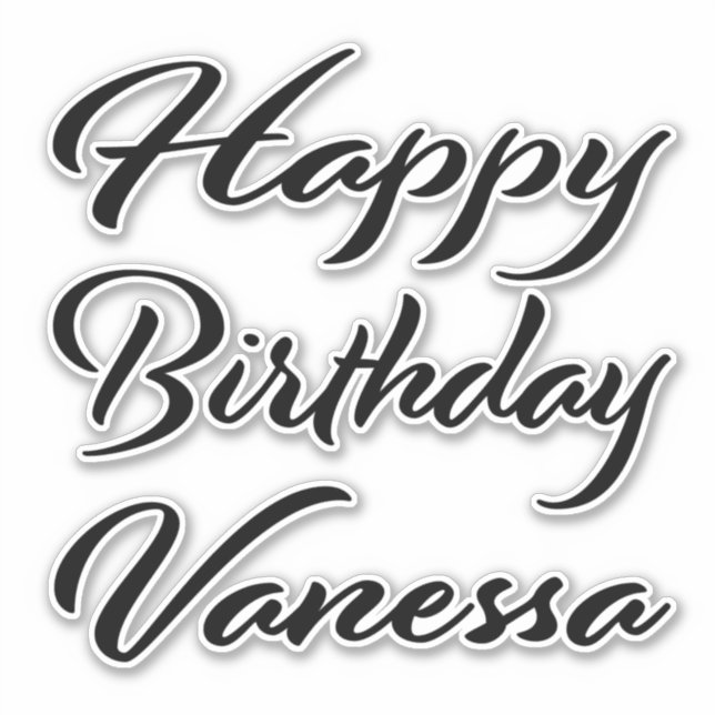 Vanessa name first name black Sticker birthday (Front)