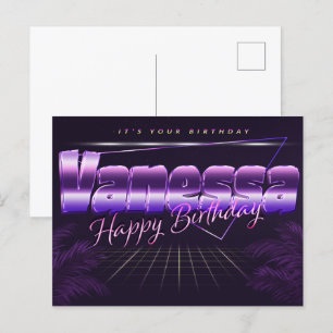 Vanessa Name Vorname lila Postkarte Geburtstag Postcard