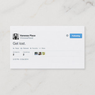 Vanessa Place Business Cards "Get Lost"