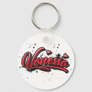 Vanessa red Heart Graffiti Schlüsselanhänger Keychain