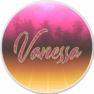 Vanessa Vorname Name golden pink Aufkleber Sticker