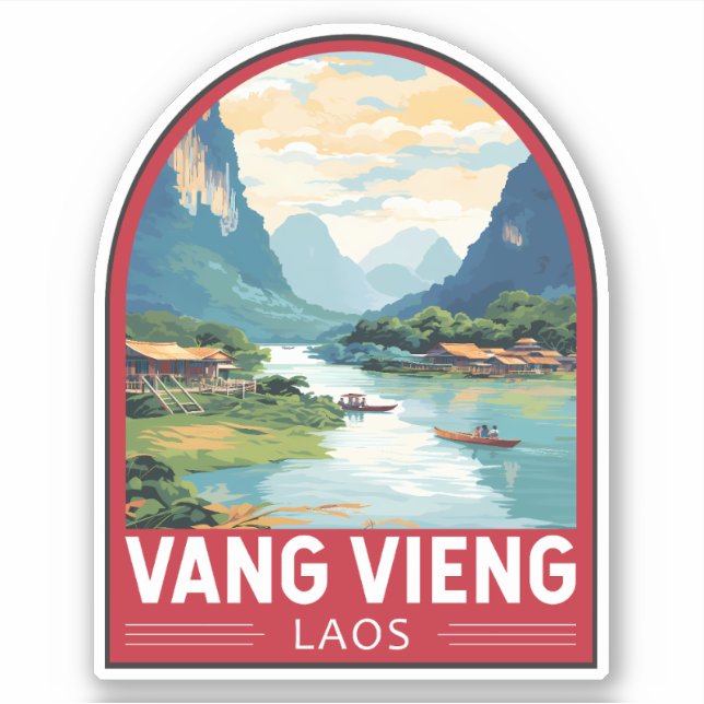 Vang Vieng Laos Travel Art Vintage (Front)