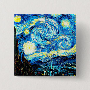 VanGogh, Starry Night 2 Inch Square Button