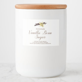 Vanilla Bean Sugar Labels, Homemade vanilla sugar Food Label