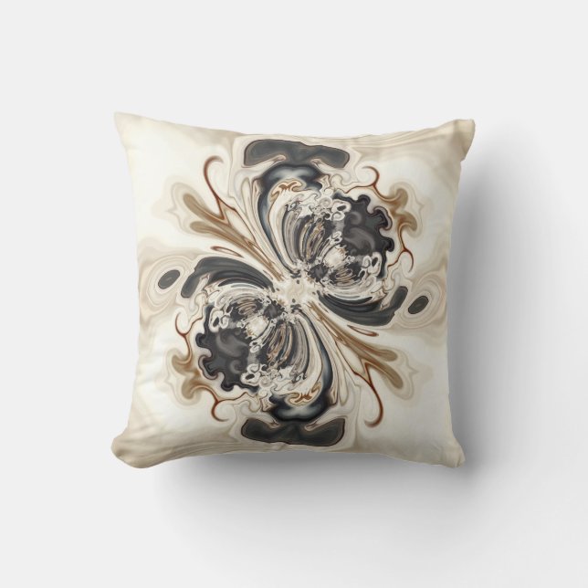 Vanilla Bean Swirl Milkshake beige black spirals Throw Pillow (Front)