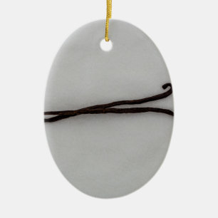 Vanilla bean with sugar ceramic ornament