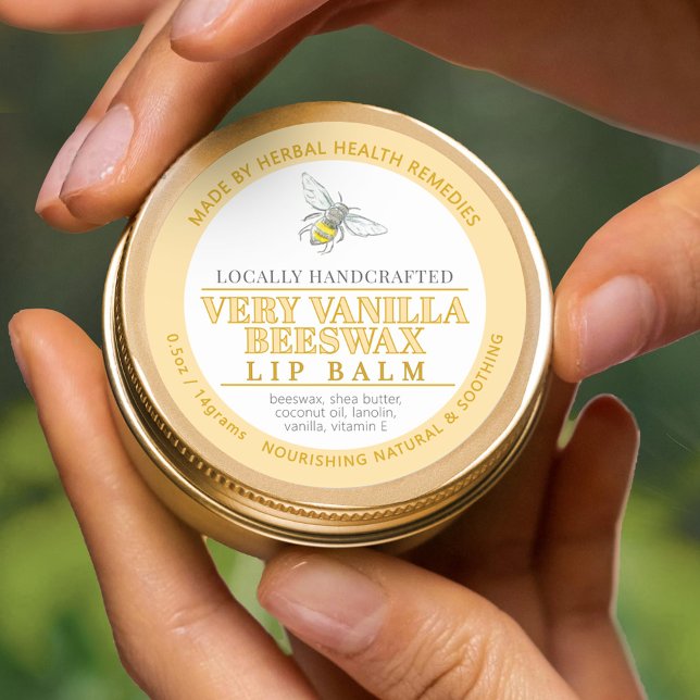 Vanilla beeswax lip balm salve brown tan tin label (Creator Uploaded)