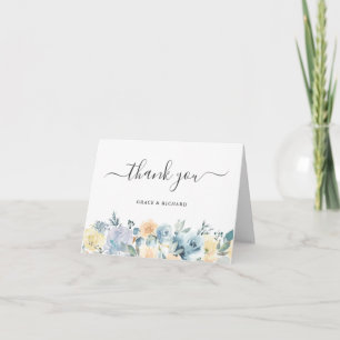 Vanilla Blue Floral Thank You Card