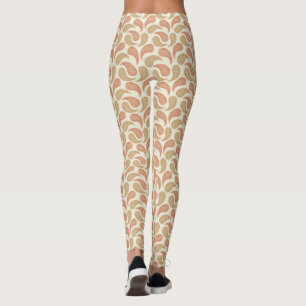 Vanilla-Brown Paisley Pattern Leggings