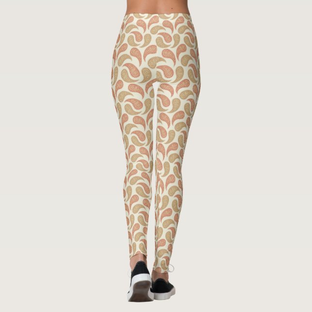 Vanilla-Brown Paisley Pattern Leggings (Back)