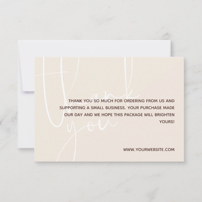 Vanilla & Brown White Script Thank You For Order (Front)