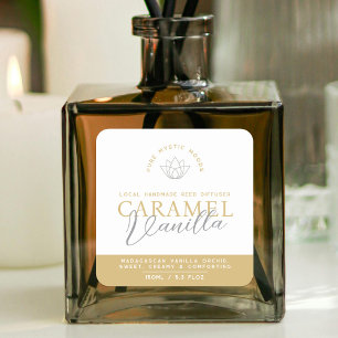 Vanilla Caramel brown reed diffuser product label