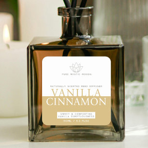 Vanilla cinammon brown yellow white reed diffuser square sticker