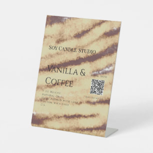 Vanilla coffee soy candle add QR businesInvitation Pedestal Sign