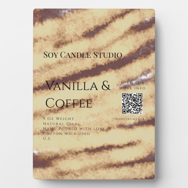 Vanilla coffee soy candle add QR businesInvitation Plaque (Front)