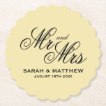 Vanilla color personalized wedding coasters<br><div class="desc">Vanilla color personalized wedding coasters. Elegant script typography template.</div>