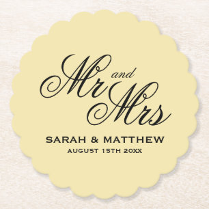 Vanilla colour personalized wedding coasters