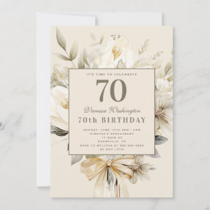 Vanilla Cream Floral 70e Anniversaire invitation c