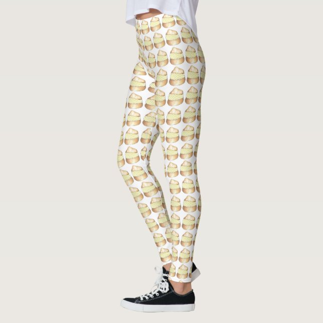 Vanilla Cream Puff Puffs Pastry Dessert Leggings (Left)