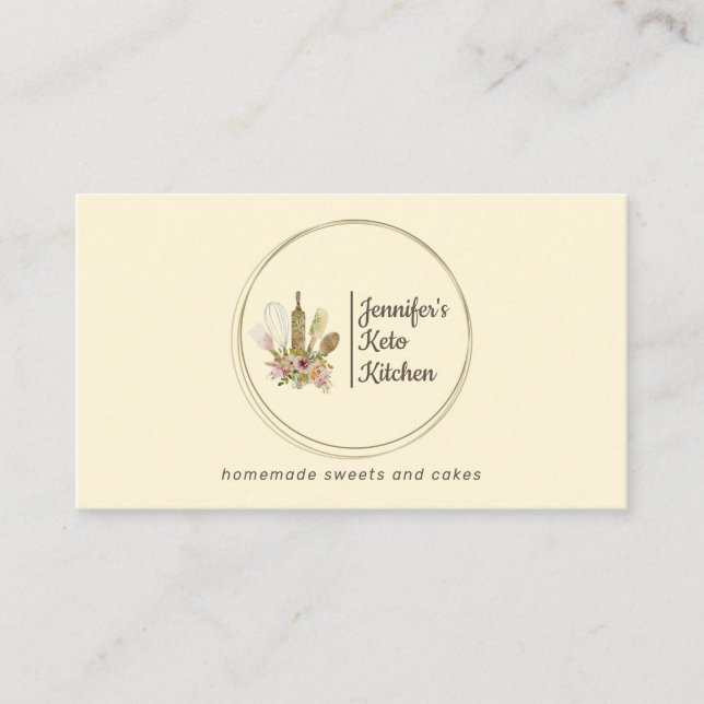 Vanilla Cream Rustic Bakery Chef Homemade Food Business Card (Front)
