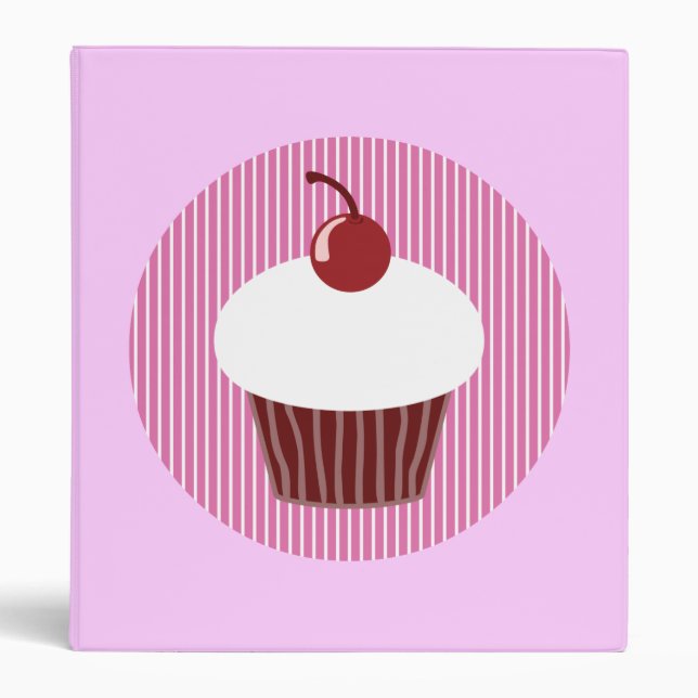 Vanilla Cupcake and Pink Stripes Binder (Front)