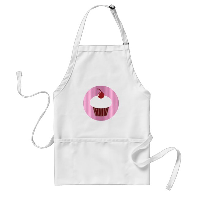Vanilla Cupcake and Pink Stripes Standard Apron (Front)