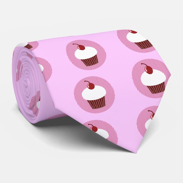 Vanilla Cupcake and Pink Stripes Tie (Rolled)