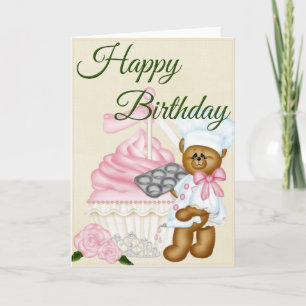 Vanilla Cupcake avec Bear Baker Bonne carte d'anni