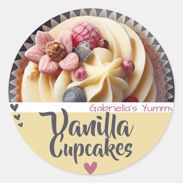 Vanilla Cupcake Cake Photo Template Baking Label (Front)
