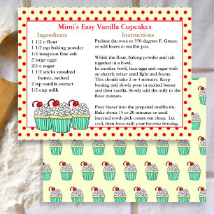 Vanilla Cupcake Recipe Cards