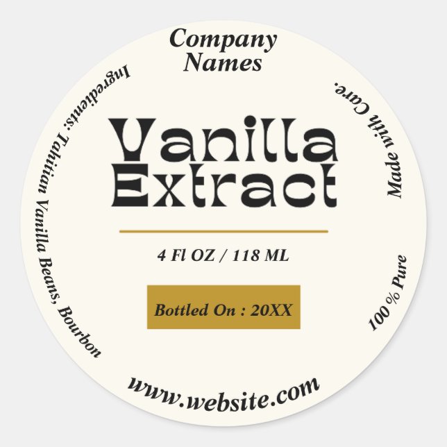 Vanilla Extract Customize Label Round (Front)