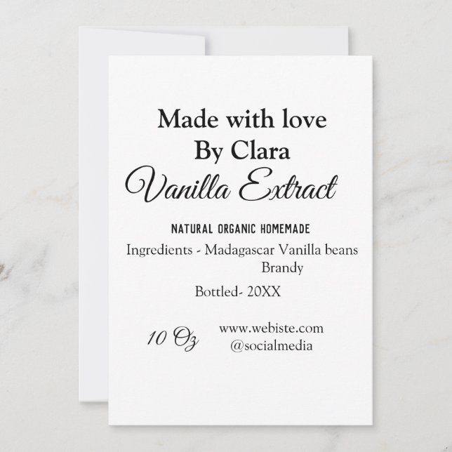 Vanilla extract homemade add ingredients weight de holiday card (Front)