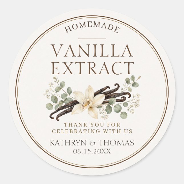 Vanilla Extract Wedding Favour Labels Personalized (Front)