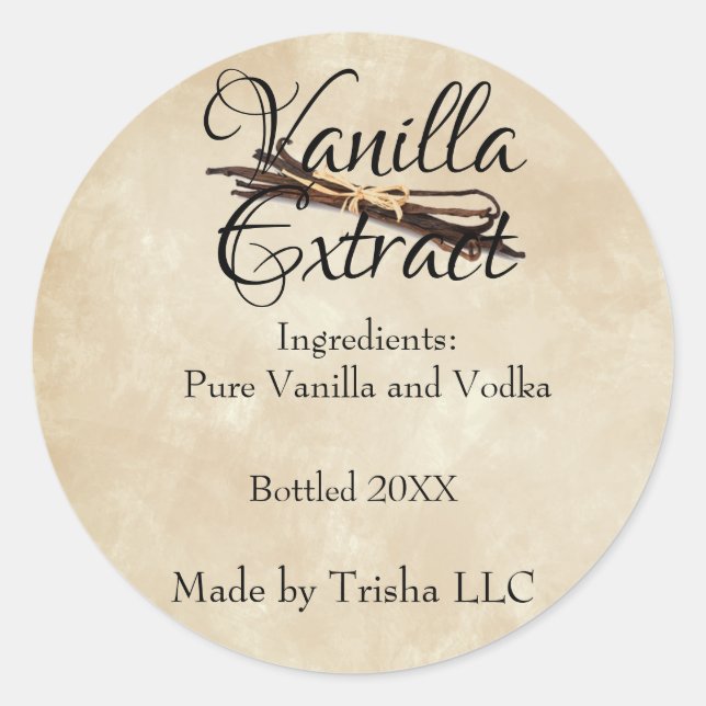 Vanilla Extrait Étiquette personnalisé (Devant)