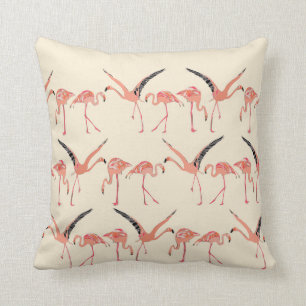 vanilla flamingos throw pillow