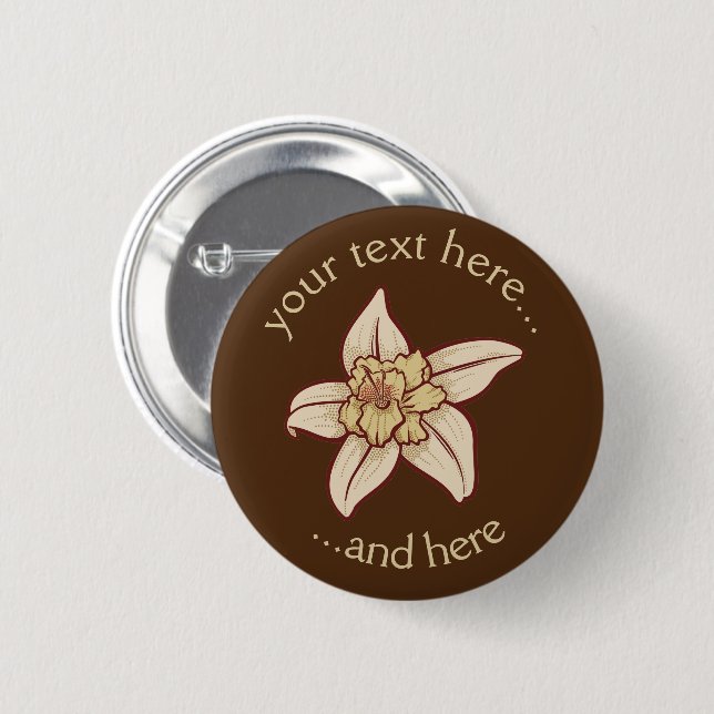 Vanilla Flower Icon 2 Inch Round Button (Front & Back)