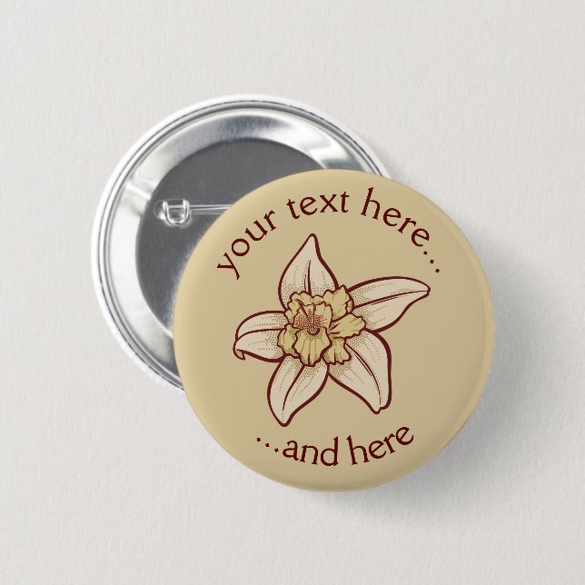 Vanilla Flower Icon 2 Inch Round Button (Front & Back)
