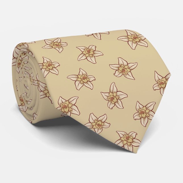 Vanilla Flower Pattern Tie (Rolled)