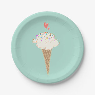 Vanilla Ice Cream Cone Paper Plate