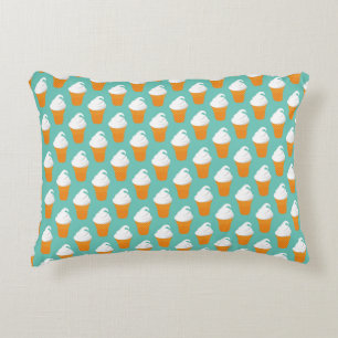 Vanilla Ice Cream Cone Pattern Accent Pillow