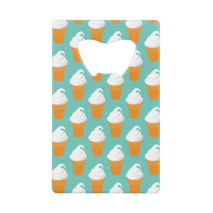 Vanilla Ice Cream Cone Pattern Credit Card Bottle Opener