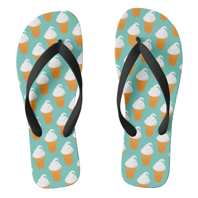 Vanilla Ice Cream Cone Pattern Flip Flops (Footbed)