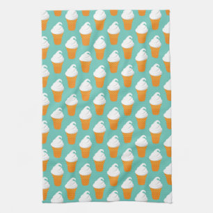 Vanilla Ice Cream Cone Pattern Kitchen Towel